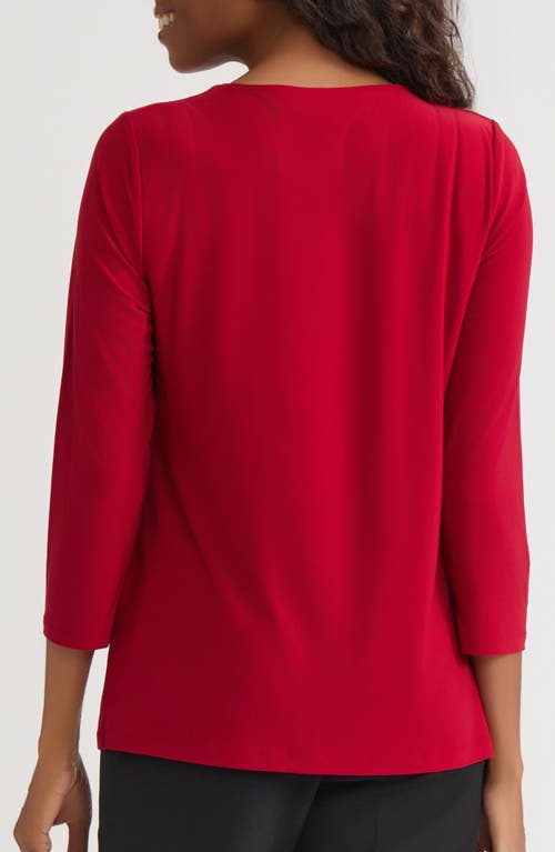 Kasper Pleat Neck Top In Red