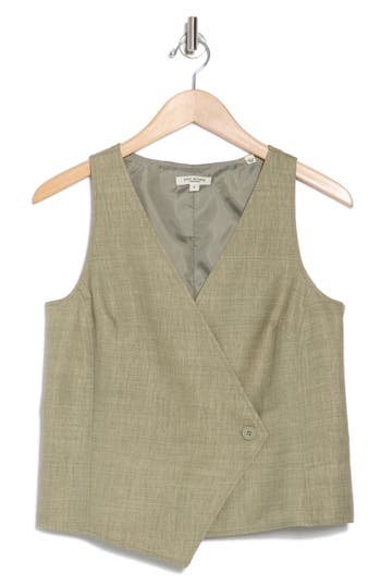 Max Studio Tailored Vest In Grey(sage)
