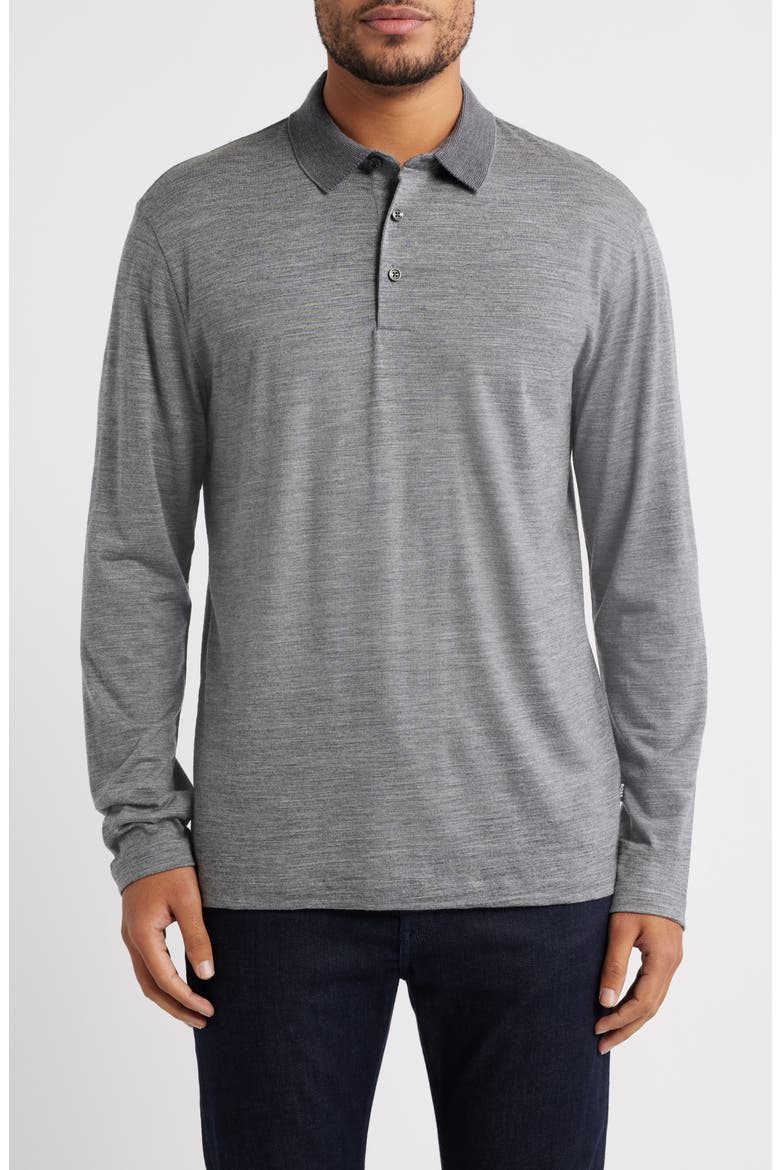 Pado Long Sleeve Wool Polo, Main, color, MEDIUM GREY