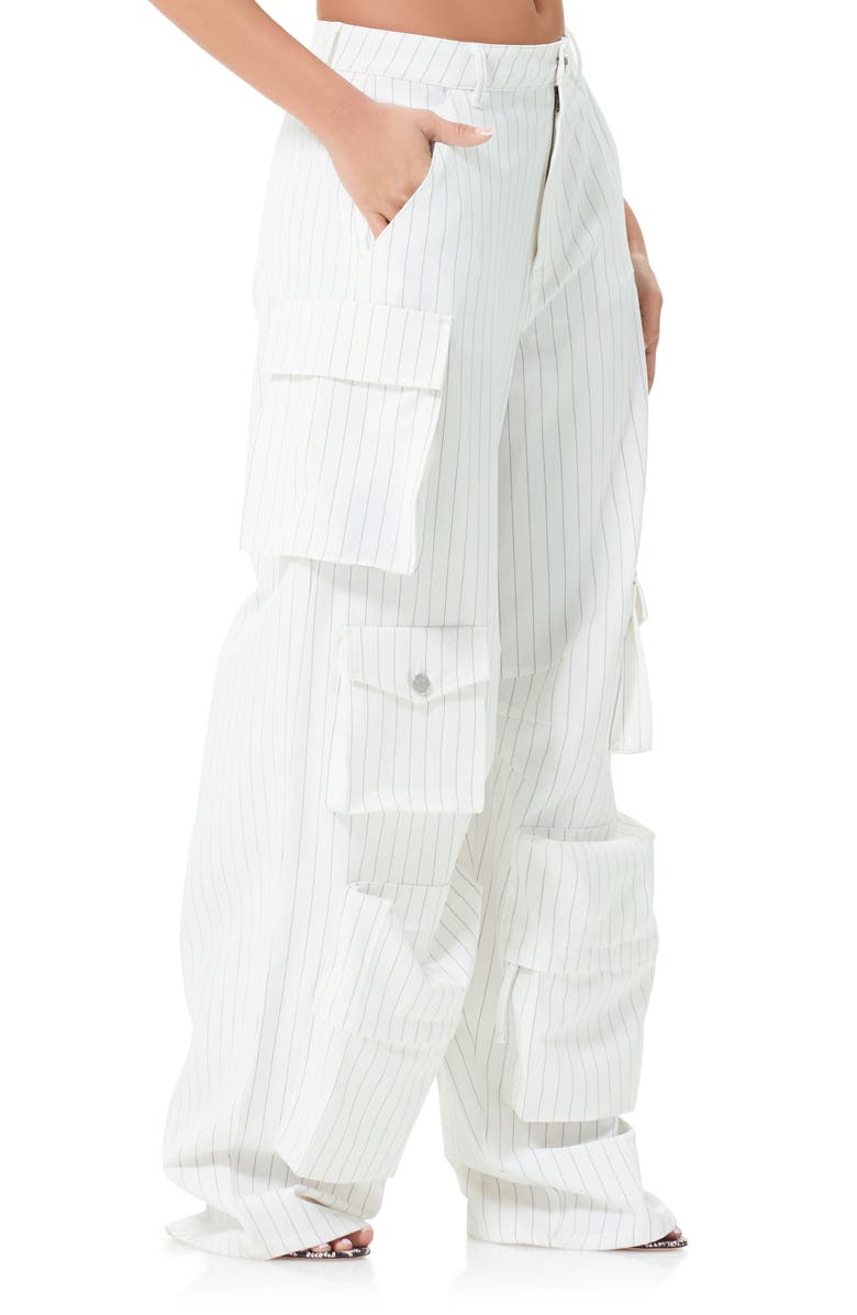 AFRM Parker Pinstripe Wide Leg Cargo Pants, Alternate, color, 