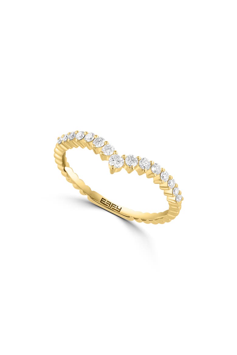 14k Gold Plated Sterling Silver Diamond Chevron Ring, Main, color, GOLD