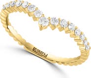 EFFY 14k Gold Plated Sterling Silver Diamond Chevron Ring