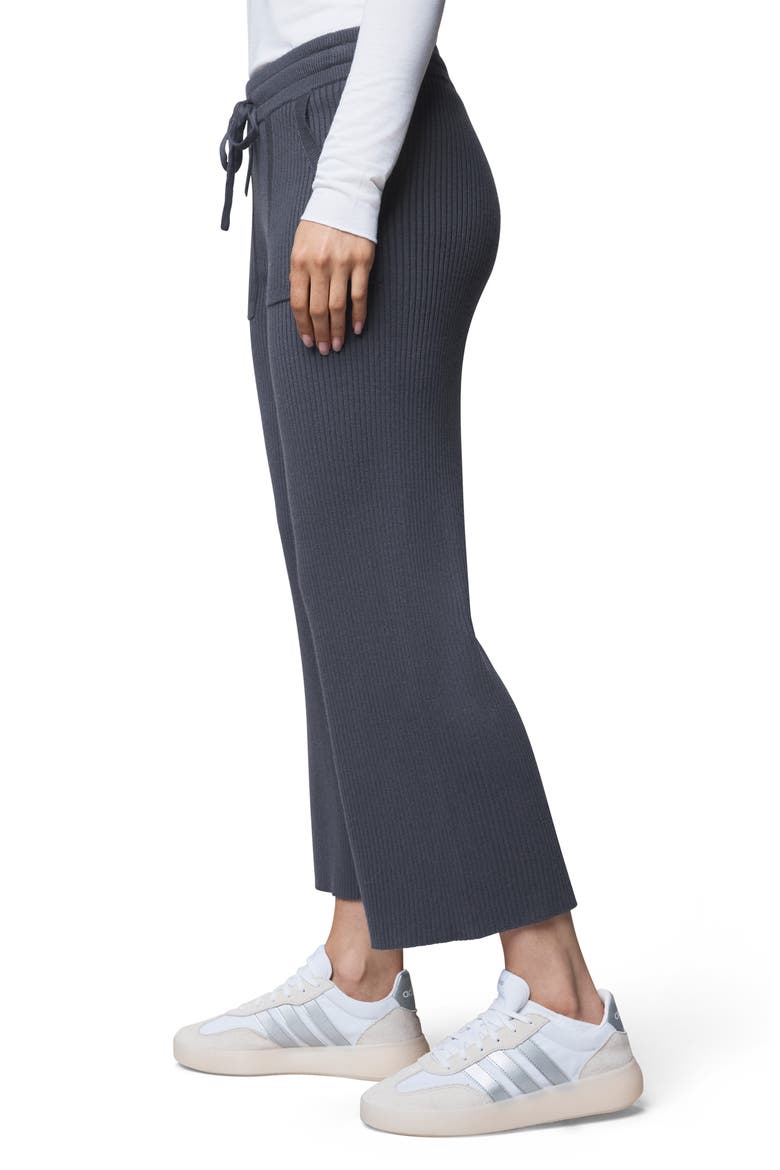 Georgie Rib Wide Leg Crop Pants, Alternate, color, ICE NAVY