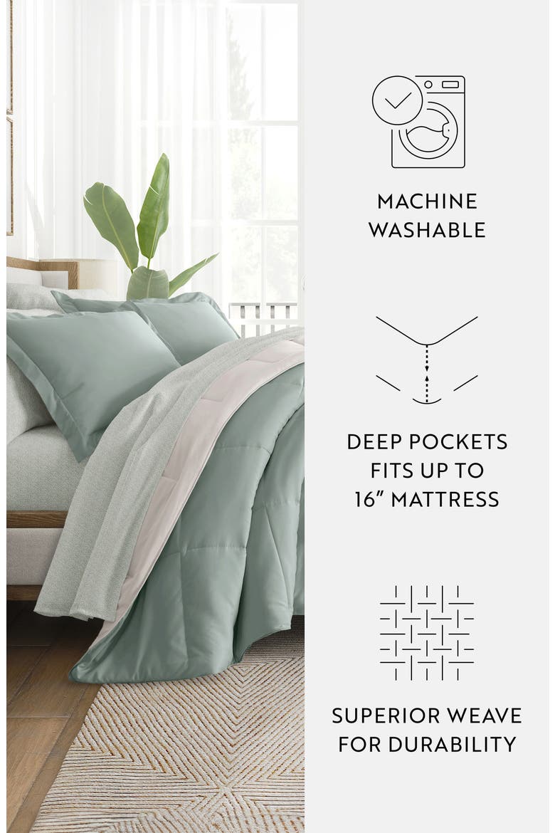 7-Piece Assorted Reversible Comforter Set, Alternate, color, EUCALYPTUS