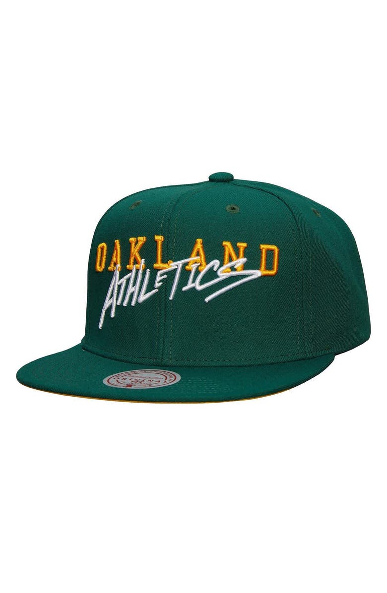 Mitchell & Ness Men's Mitchell & Ness Green Oakland Athletics Team Tagged Snapback Hat, Main, color, Green