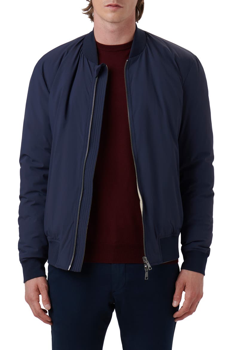 Water Resistant Reversible Bomber Jacket, Main, color, NAVY