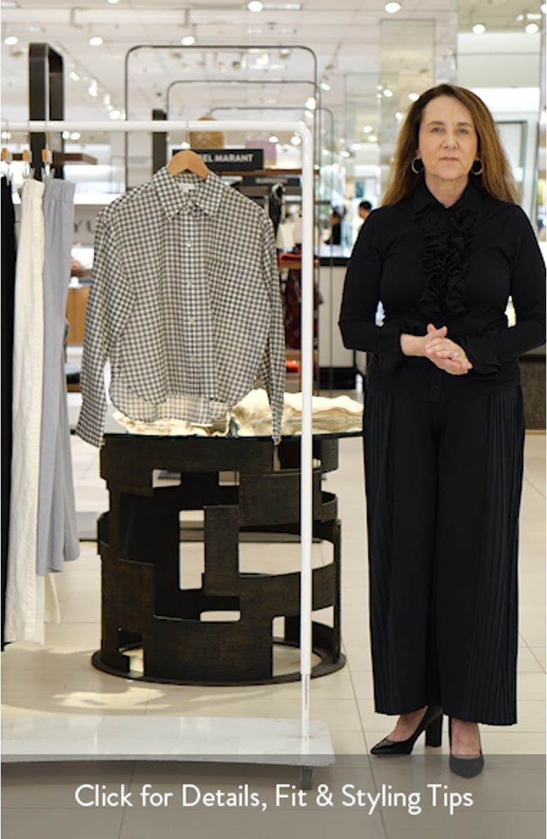 Gingham Check Crop Button-Up Shirt, sales video thumbnail