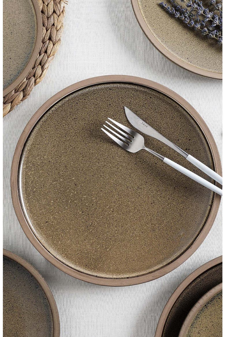 Tina Stoneware 4-Piece Salad Plate, Alternate, color, Green and Beige