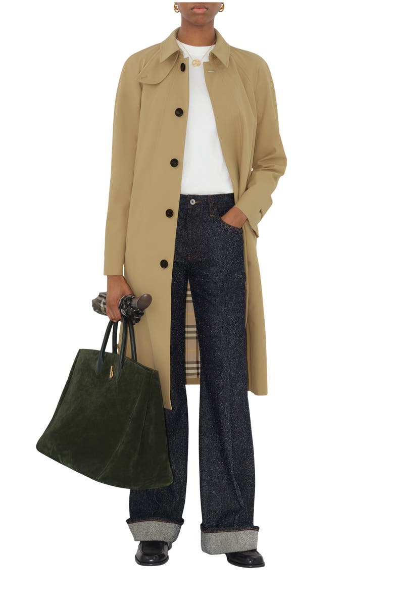 Burberry Long Cotton Twill Car Coat, Main, color, 