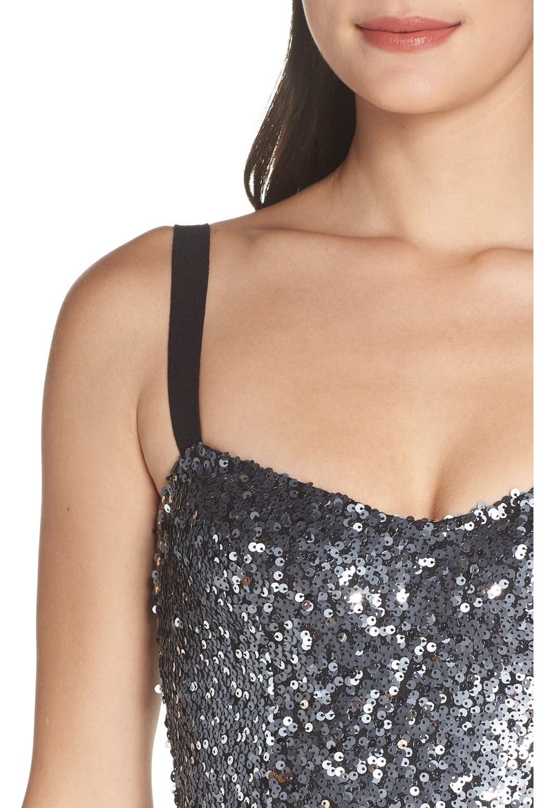 Victoria Sequin Wide Leg Jumpsuit, Alternate, color, SILVER