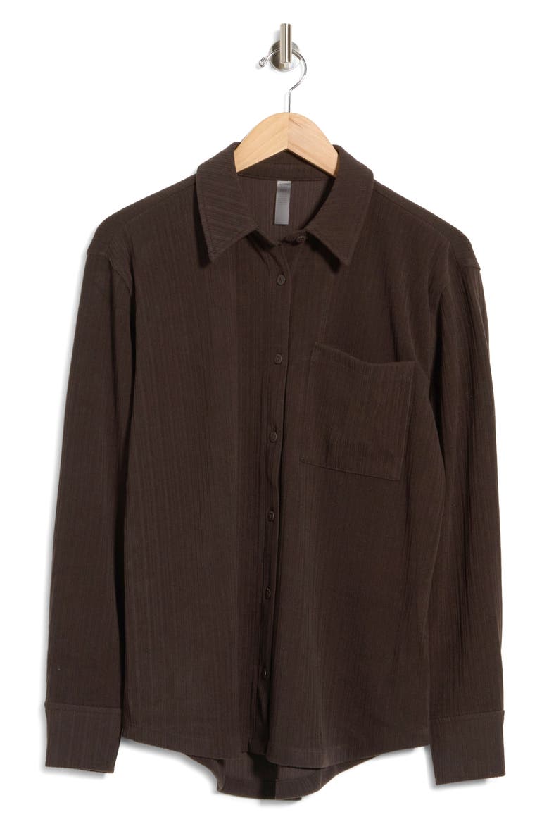 Breathe Easy Ribbed Front Shirt, Main, color, DARK CHOCOLATE