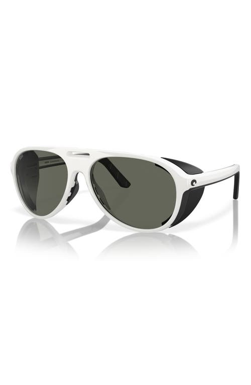 Costa Del Mar 59mm Polarized Pilot Sunglasses In Hull White/gray