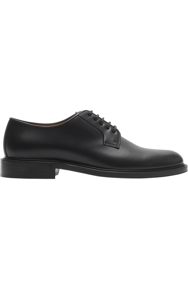 Burberry Leather Manor Derby Shoes, Main, color, Black