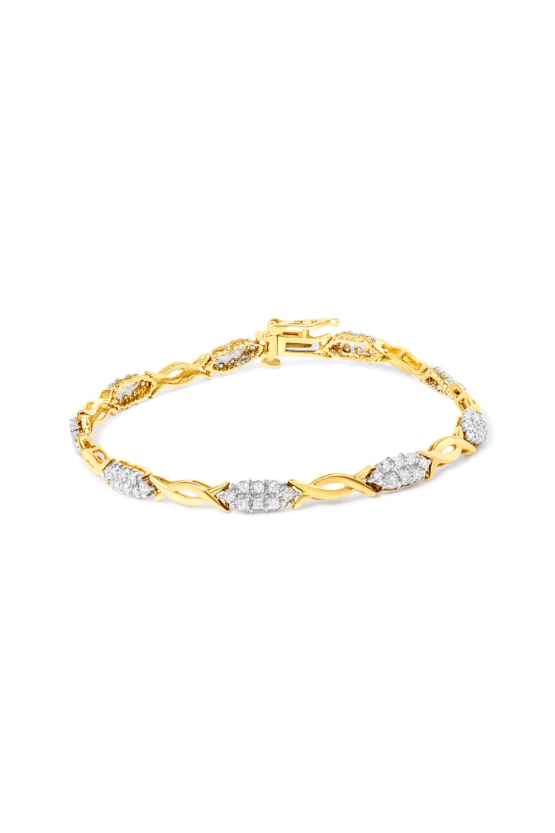 10K Yellow Gold 1.00 Cttw Round-Cut Diamond Spiral Link Bracelet, Main, color, Yellow