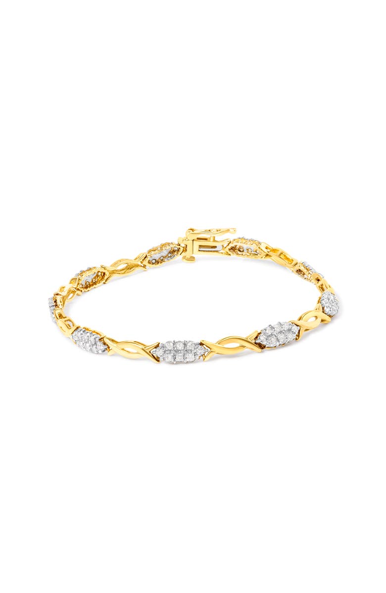 Haus of Brilliance 10K Yellow Gold 1.00 Cttw Round-Cut Diamond Spiral Link Bracelet, Main, color, Yellow