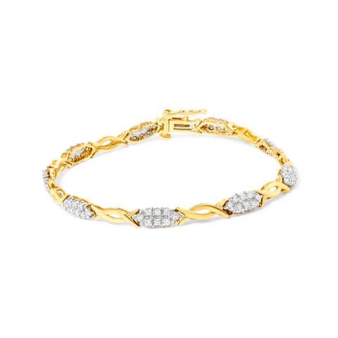 10K Yellow Gold 1.00 Cttw Round-Cut Diamond Spiral Link Bracelet