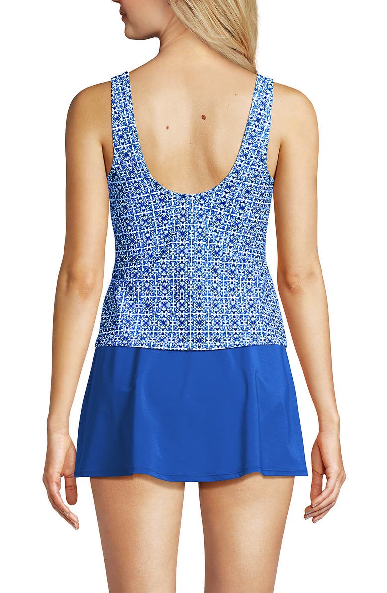Lands' End D-Cup Slender Suit Wrap Tankini Top, Alternate, color, White Mosaic Mini Tile