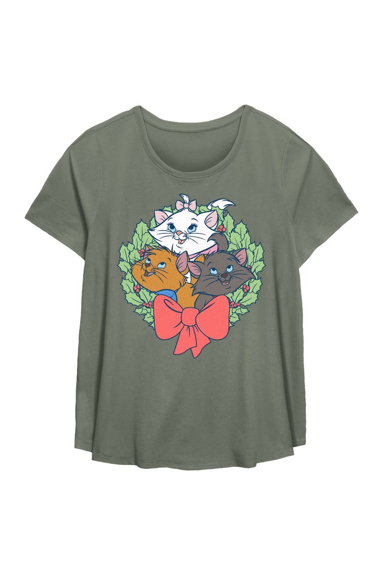 Women's Aristocats Kitten Wreath  Graphic T-Shirt, Main, color, Sage Green