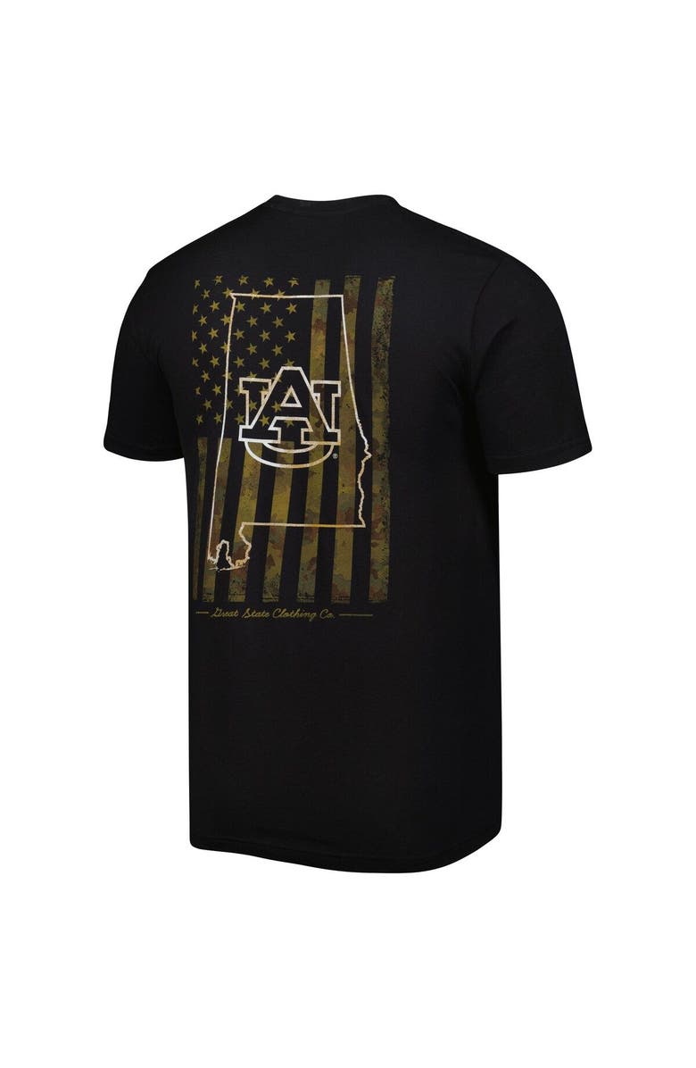 GREAT STATE CLOTHING Men's Black Auburn Tigers Camo Flag 2-Hit T-Shirt, Alternate, color,