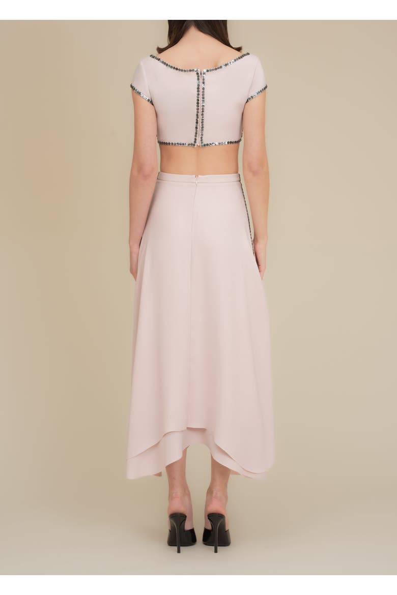 Coraline Charcoal Shell-Button Satin Crop Top, Alternate, color, Pink