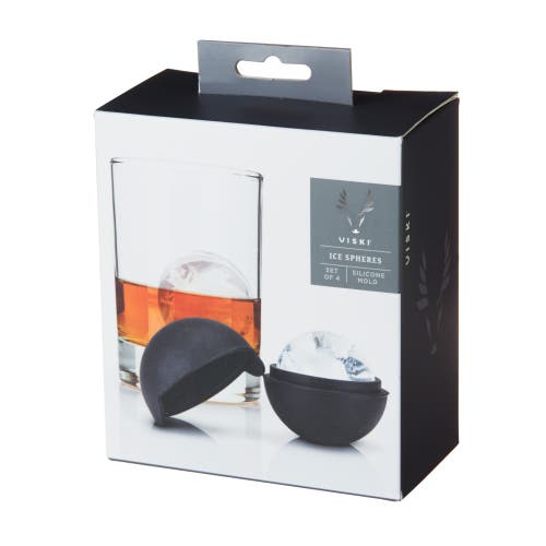 Viski Glacier Rocks Ice Sphere Molds Set Of 4 In Black