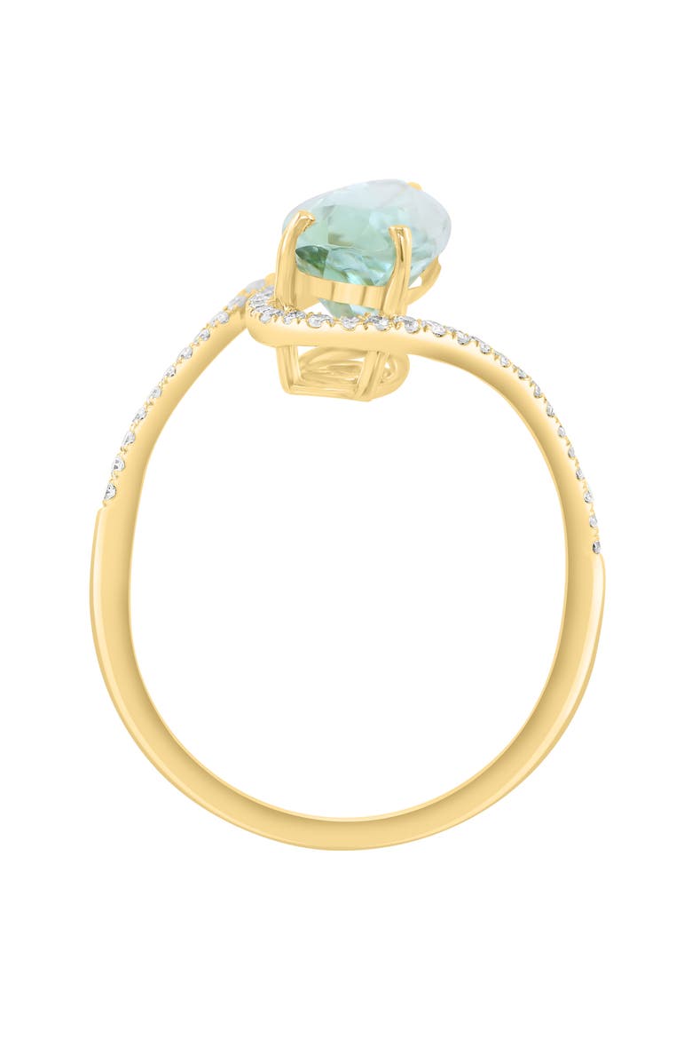 Pear Cut Green Quartz & Diamond Ring, Alternate, color, GREEN