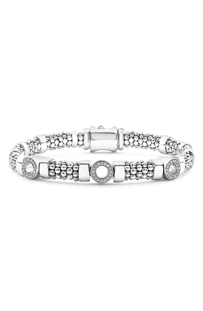 LAGOS Caviar Spark Diamond Station Rope Bracelet, Main, color, Silver Diamond