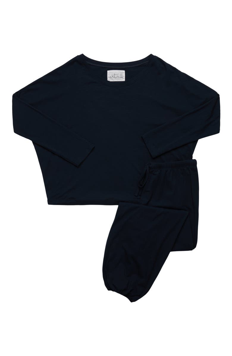 The Cat's Pajamas Pima Knit Holiday Pullover Set, Alternate, color, Classic Midnight