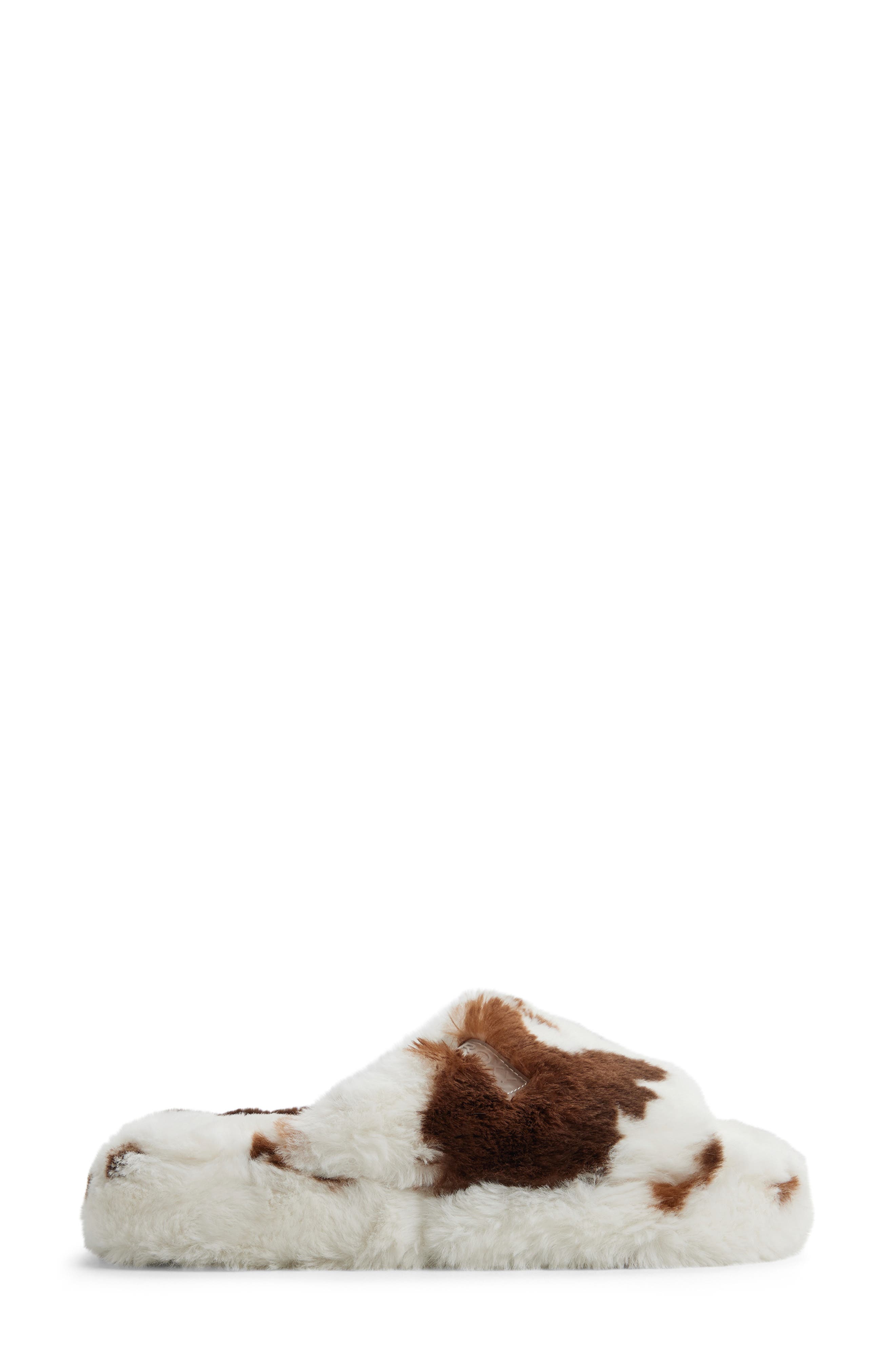 Roxy Sloane Faux Fur Slide Slipper, Alternate, color, Cream