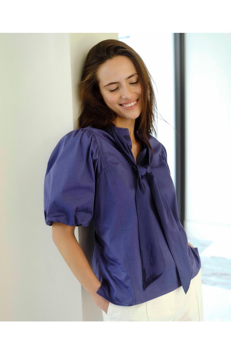 Cartolina Perry Removable Tie Neck Top, Alternate, color, Coastal Indigo
