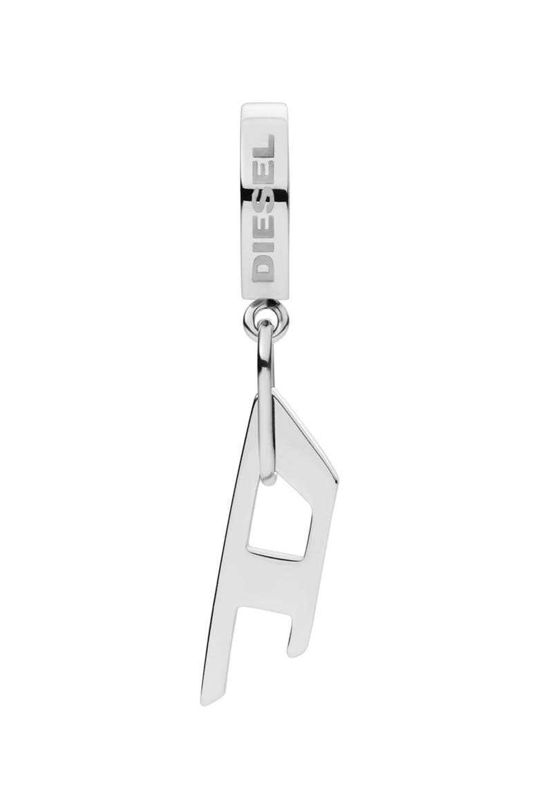 D Logo Single Drop Earring, Main, color, SILVER