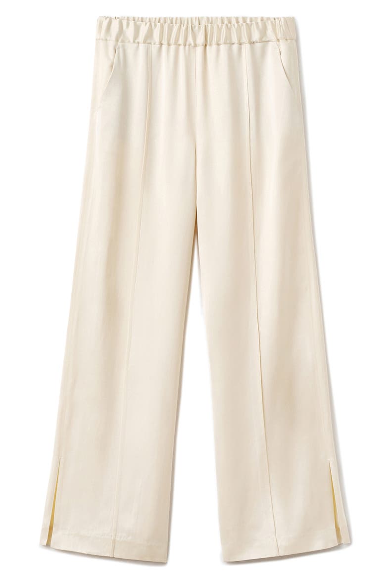 Selection Satin Slit Hem Wide Leg Pants, Main, color, VANILLA