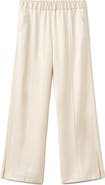 MANGO Selection Satin Slit Hem Wide Leg Pants