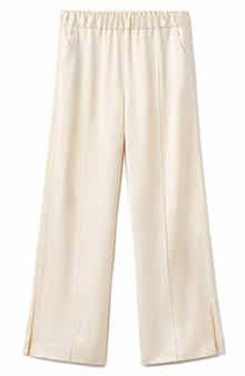 MANGO Selection Satin Slit Hem Wide Leg Pants