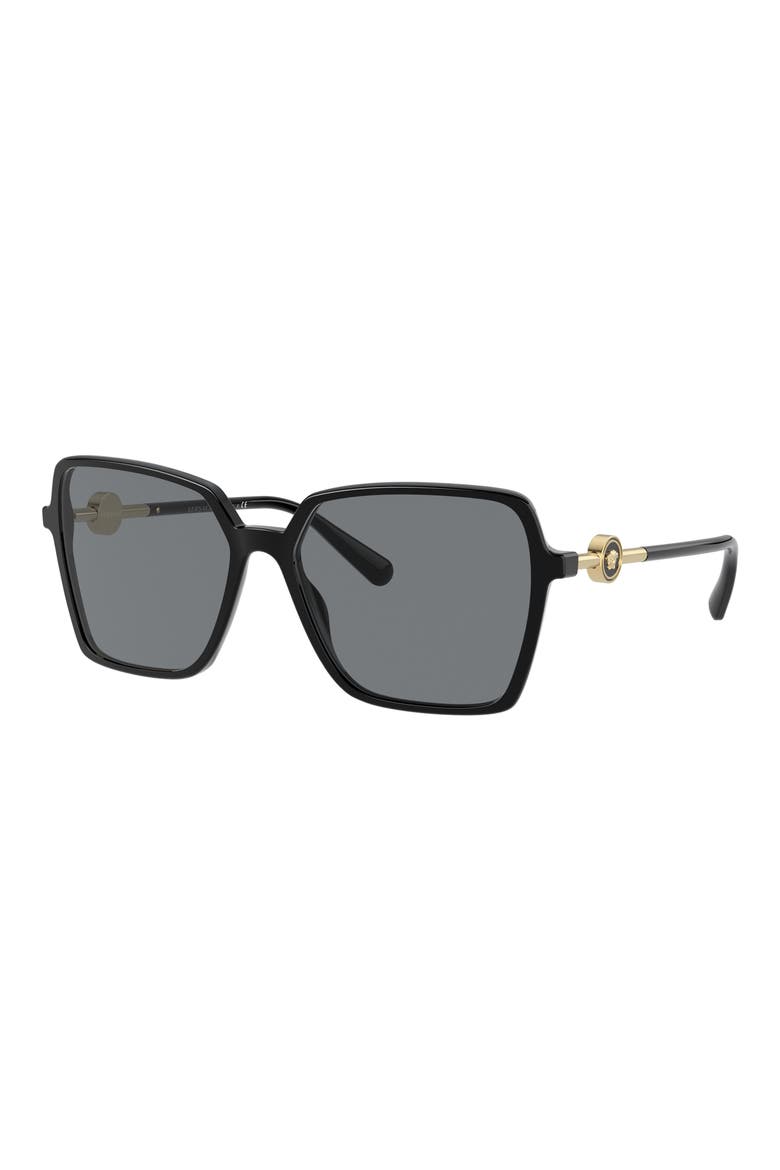 57mm Gradient Square Sunglasses, Alternate, color, BLACK / DARK GREY