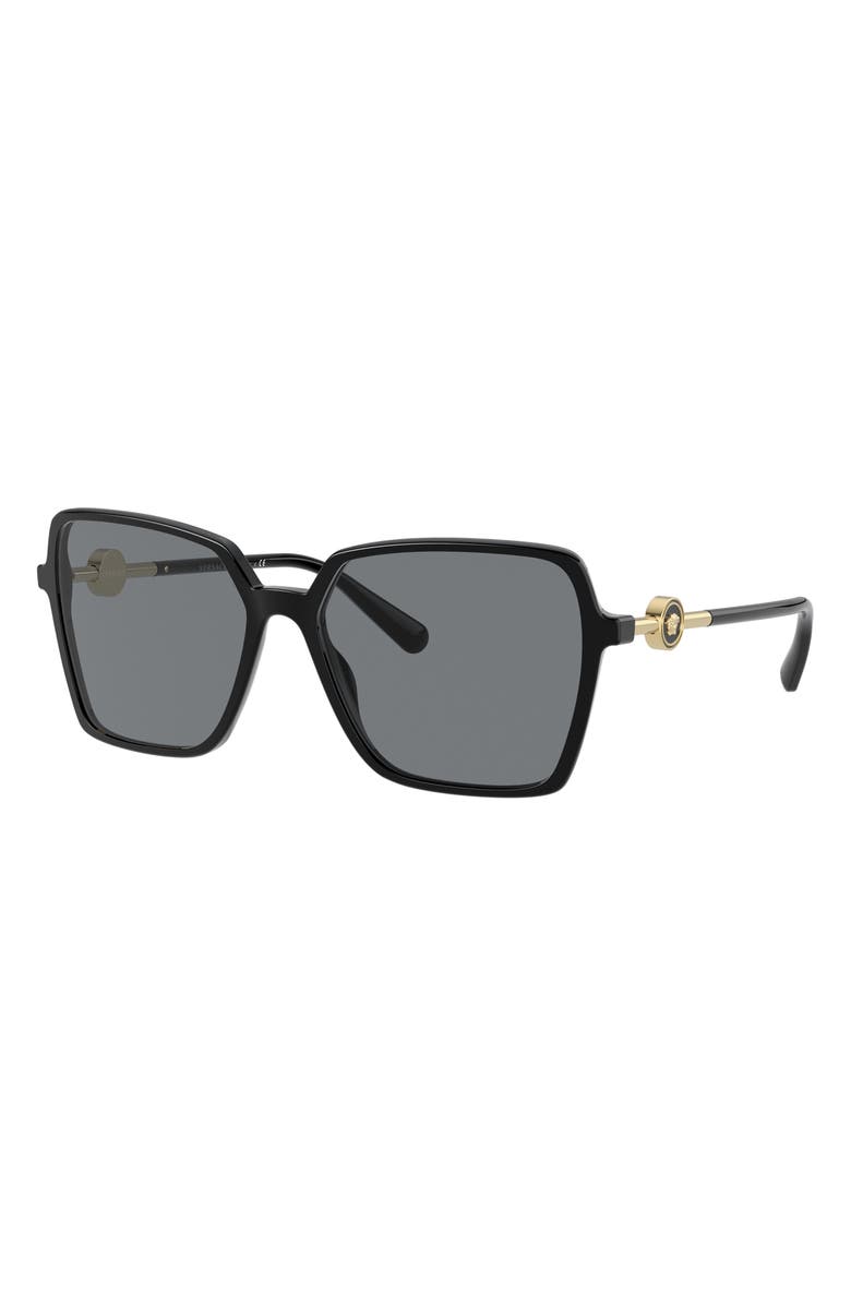 Versace 57mm Gradient Square Sunglasses, Alternate, color, Black / Dark Grey