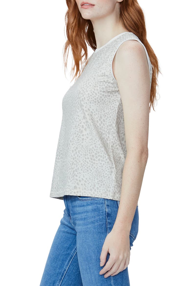 Ryo Animal Print Stretch Cotton Tank Top, Alternate, color, ECRUMULTI