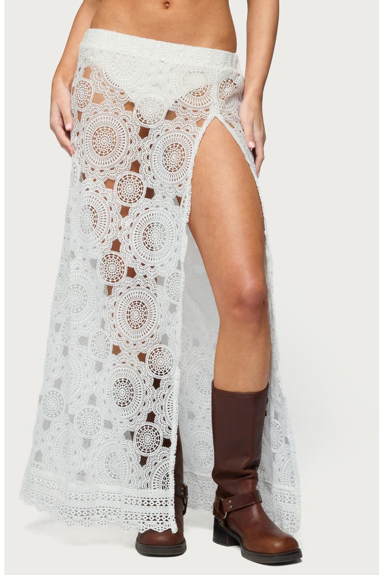 Milana Sheer Lace Maxi Skirt, Main, color, WHITE