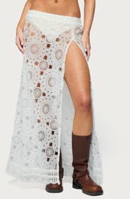 EDIKTED Milana Sheer Lace Maxi Skirt