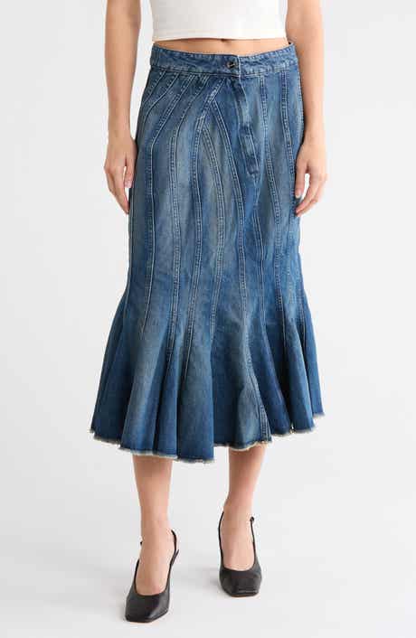 Wave Denim Skirt