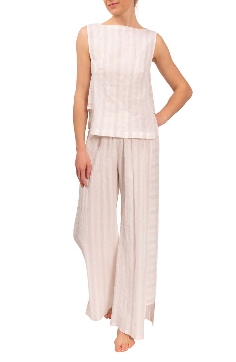 Everyday Ritual Piper Stripe Cotton Pajamas, Main, color, Strawberry Stripe