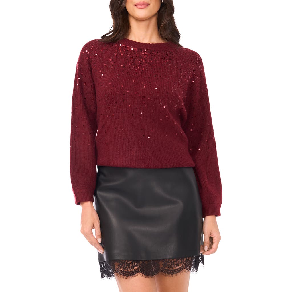 Vince Camuto Sequin Crewneck Sweater In Brown