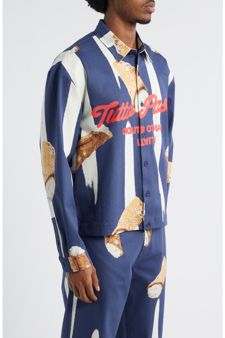 Cafe Graphic Button-Up Shirt, Alternate, color, BLUE