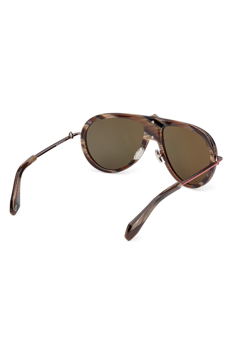 Christian Louboutin Greggo 61mm Pilot Sunglasses, Alternate, color, Brown Horn / Bronze Temple Red