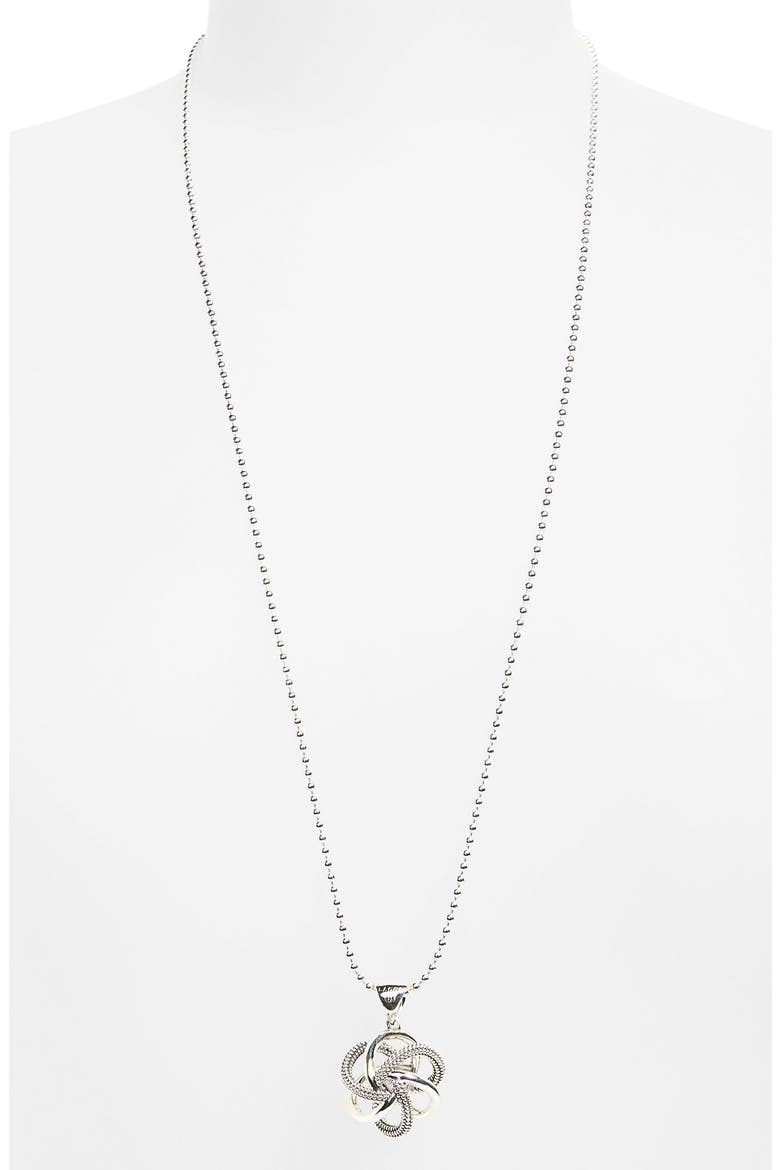 Love Knot Pendant Necklace, Alternate, color, STERLING SILVER