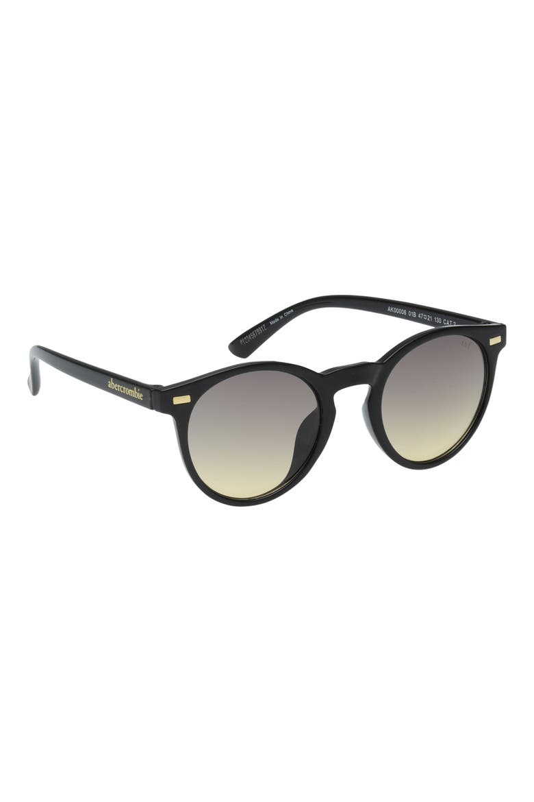 Kids' Gradient Round Sunglasses, Alternate, color, SHINY BLACK / GRADIENT SMOKE