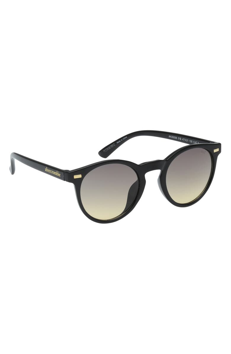 abercrombie kids Kids' Gradient Round Sunglasses, Alternate, color, Shiny Black / Gradient Smoke