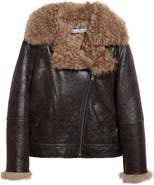 Acne Studios Luxy Genuine Shearling Lined Leather Aviator Jacket