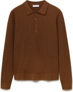 MANGO Rib Long Sleeve Polo