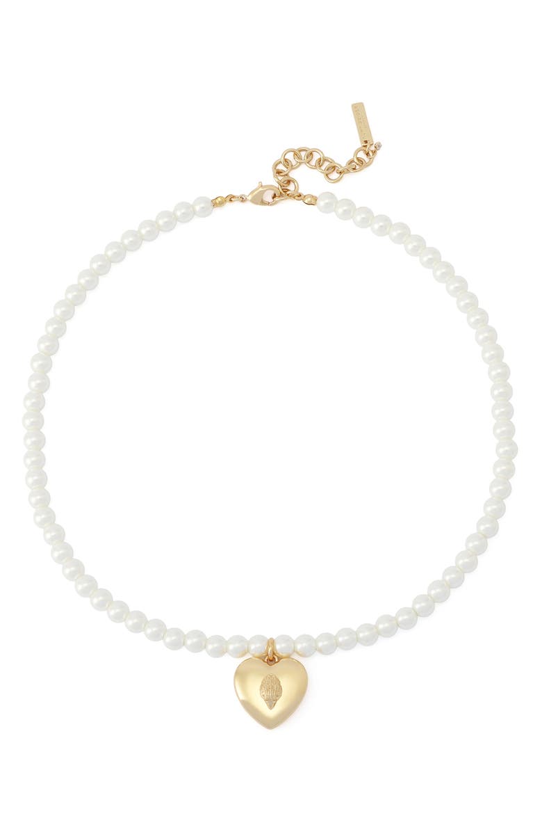 Kurt Geiger London Faux Pearl Eagle Pendant Necklace, Main, color, Gold/ Pearl